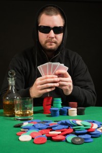 Poker player wearing sunglasses